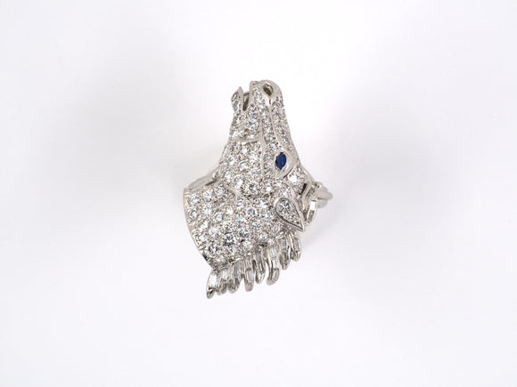 900930 - Platinum Diamond Sapphire Horse Head Gallery Ring
