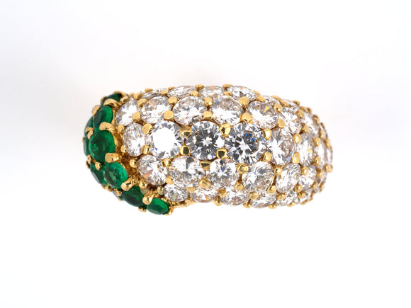 900972 - Gold Emerald Diamond Hoop Wedding Ring