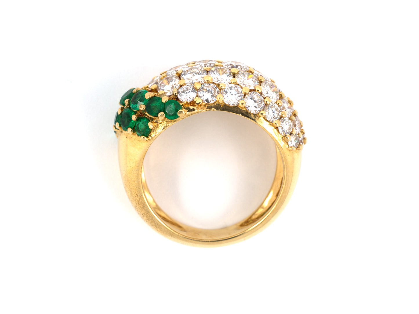 900972 - Gold Emerald Diamond Hoop Wedding Ring