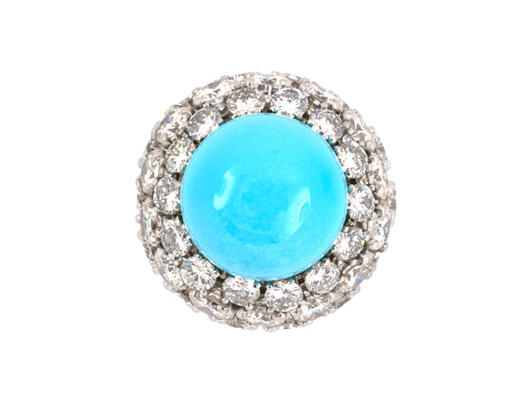 901119 - Circa 1960 Platinum Turquoise Diamond Ring