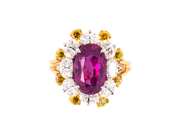901349 - Circa 1971 Oscar Heyman Gold Platinum AGL Ceylon Ruby Diamond Ring