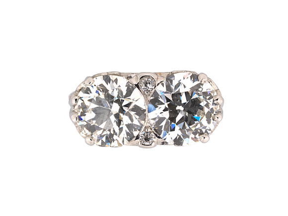 901392 - Edwardian Platinum Diamond Filigree 2 Stone Ring