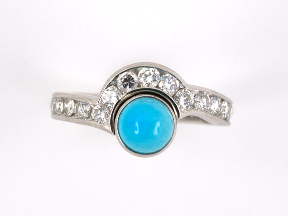 901415 - Platinum Turquoise Diamond Eternity Ring