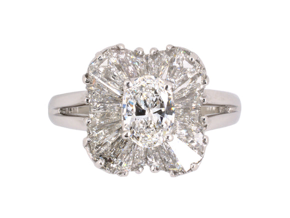 901524 - SOLD - Oscar Heyman Platinum GIA Diamond Cluster Ballerina Ring