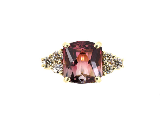 901557 - SOLD - Gold Tourmaline Diamond Engagement Ring