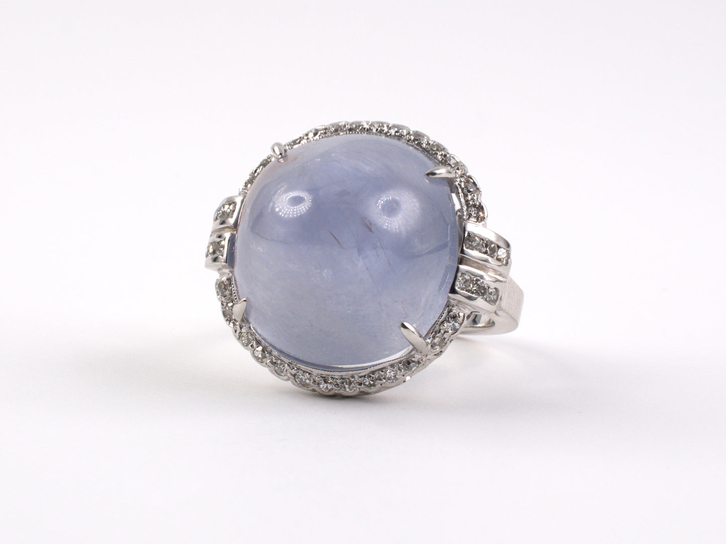 901602 - SOLD - Art Deco Platinum Sapphire Diamond Cluster Dinner Ring