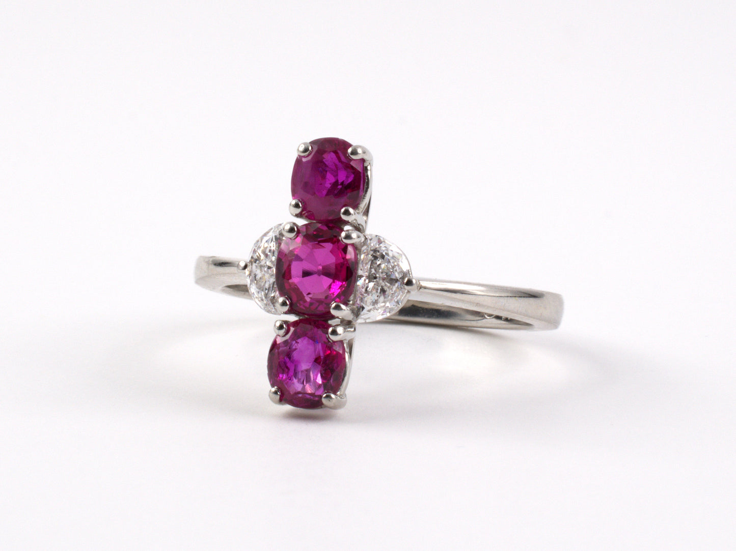 901630 - Aletto Bros Platinum Ruby Diamond 3-stone Dinner Ring