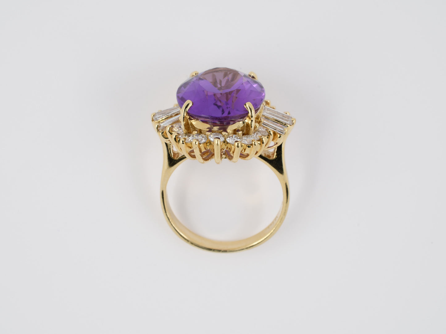 901647 - SOLD - Gold Amethyst Diamond Cluster Oval Dinner Ring