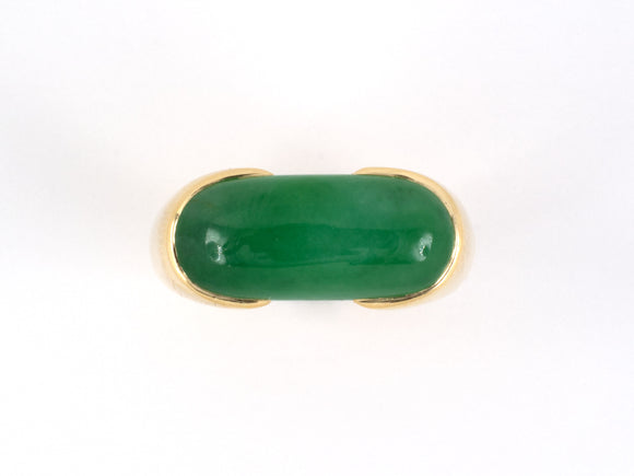 901795 - SOLD - Gold GIA Jadeite Saddle Ring