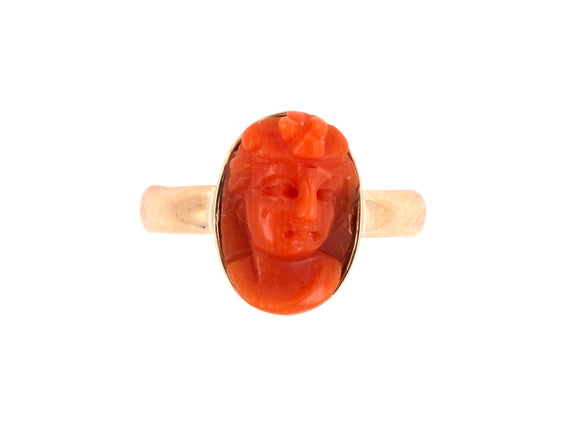 901796 - Victorian Gold Coral Cameo Baby Ring