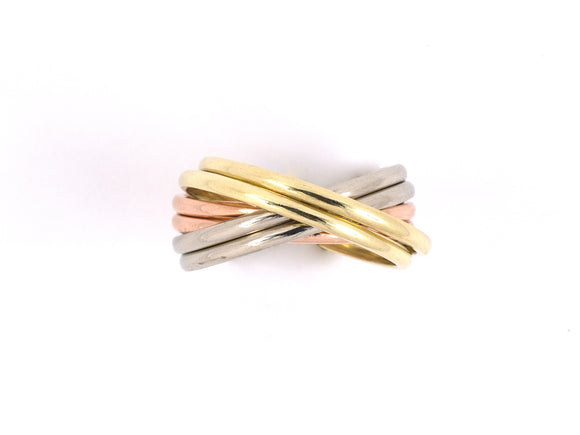 901852 - SOLD - Gold Tri-Color Trinity Rolling Band Ring