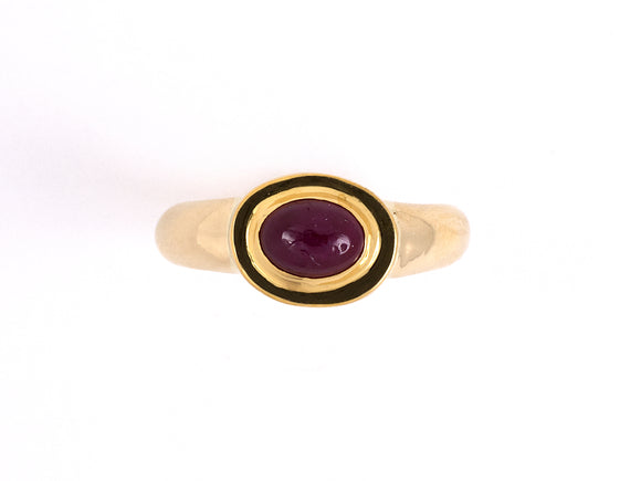 901858 - SOLD - Christopher Walling Gold Ruby Solitaire Ring