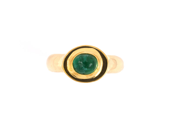 901859 - SOLD - Christopher Walling Gold Emerald Solitaire Ring