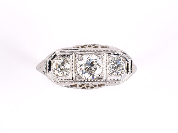 901872 - SOLD - Art Deco Gold Diamond 3-Stone Ring