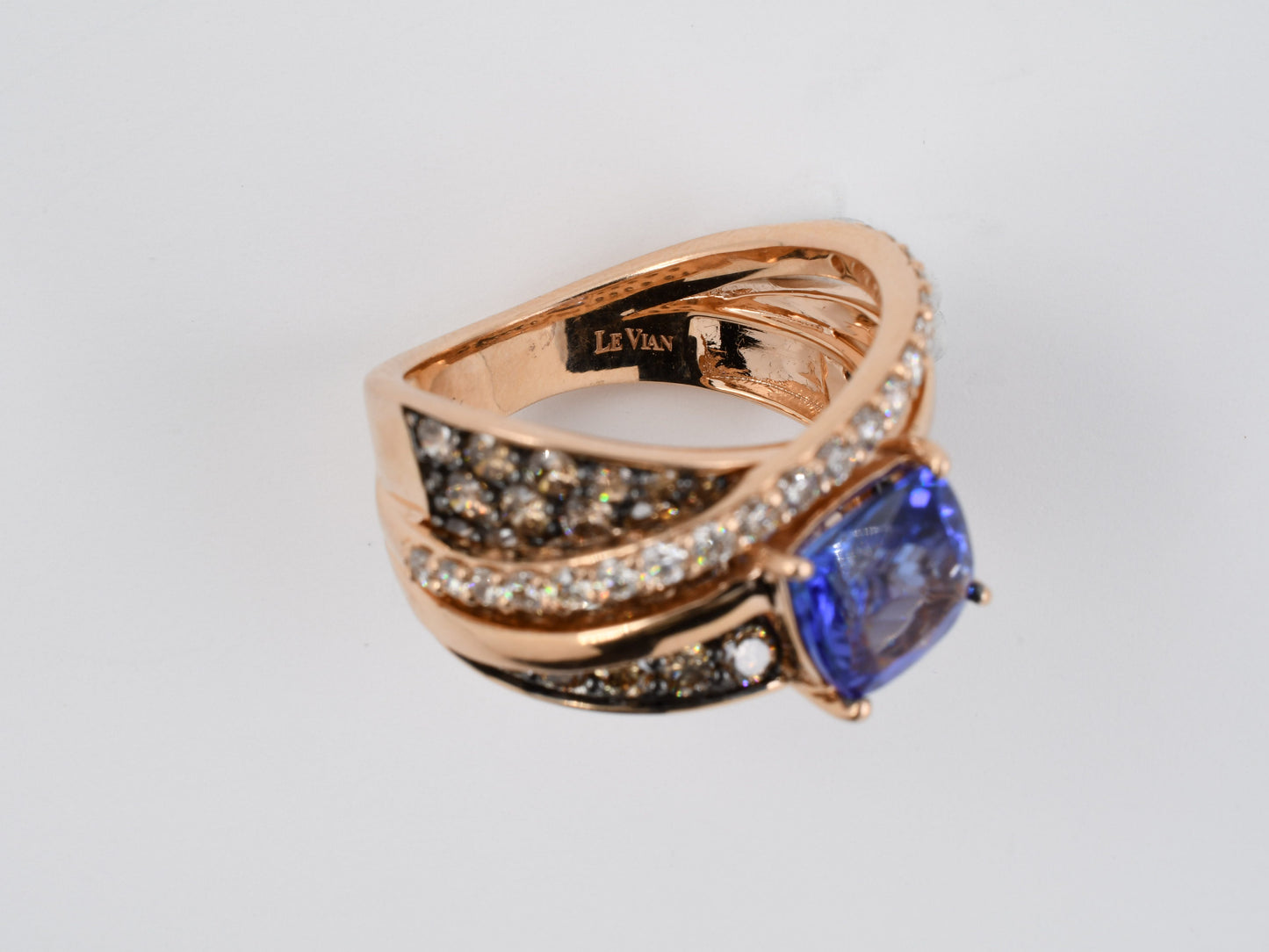 901911 - SOLD - Le Vian Gold Tanzanite Diamond Criss Cross Ring