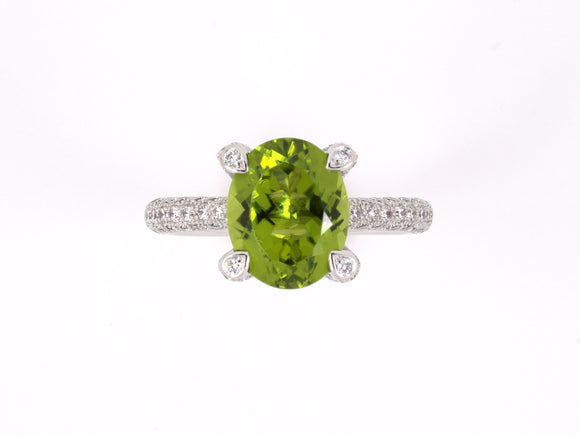 901927 - SOLD - Gold Peridot Pave Diamond Ring