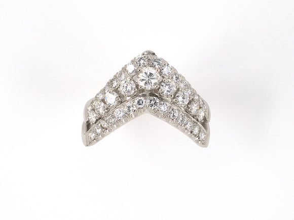 902057 - Platinum Diamond V Wedding-Band Ring