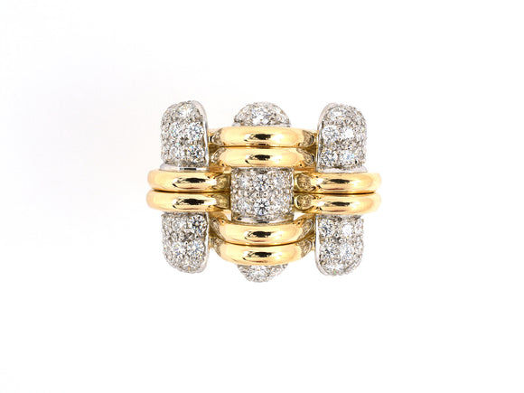 902115 - Verdura Trio Gold Platinum Pave Set Diamond Ring