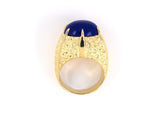902125 - Gold Lapis Florentine Dimpled Domed Ring