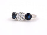 902129 - Circa 1994 Oscar Heyman Platinum GIA Diamond Sapphire 3-Stone Engagement Ring