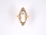 902133 - Gold Diamond Pink And White Shell Cameo Scroll Dinner Ring