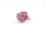 902134 - Gold Diamond Pink Tourmaline Carved Leaves Ring
