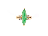 902143 - Gold Platinum Jadeite Diamond Navette Shaped Ring