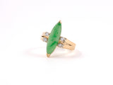902143 - Gold Platinum Jadeite Diamond Navette Shaped Ring