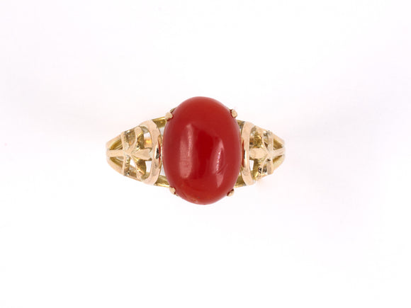 902152 - Gold Coral Open Wire Work Shoulders Ring