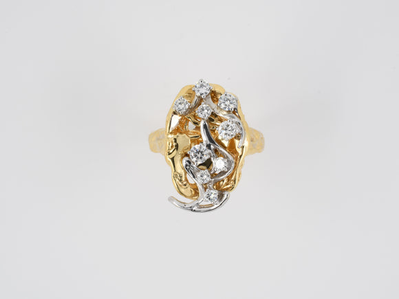 91669 - Peter Lindeman Gold Diamond Dinner Ring Pendant Ringdant