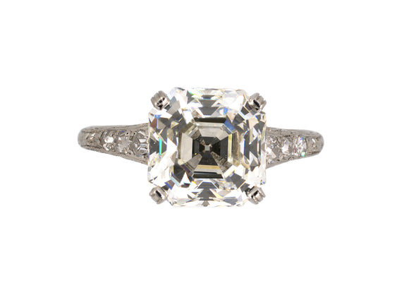 91726 - Edwardian Platinum GIA Asscher Cut Diamond Engagement Ring