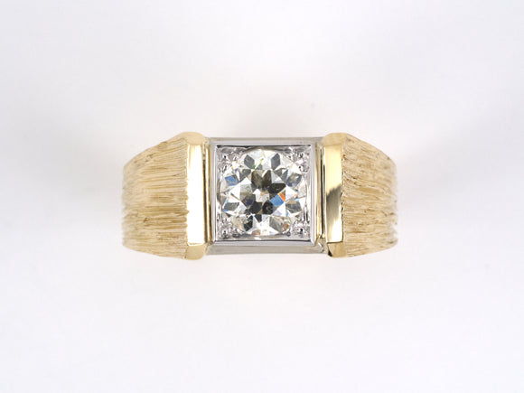92231 - Circa 1950 Gold Palladium Diamond Sabi Gents Ring