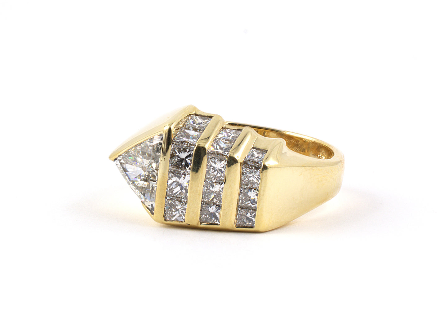 92704 - Circa 1980 Gold Diamond Triangle Buckle Ring