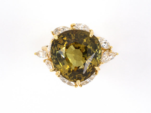 92967 - Birks Gold AGL Chrysoberyl Diamond Cluster Dinner Ring