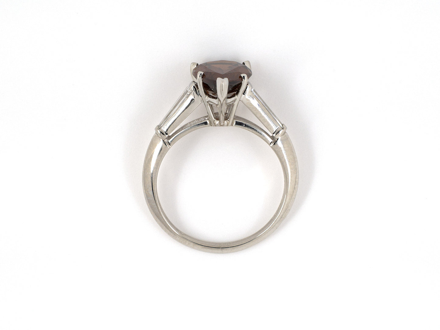 93366 - Platinum Pear Shape Garnet Tapered Baguette Diamond Engagement Ring