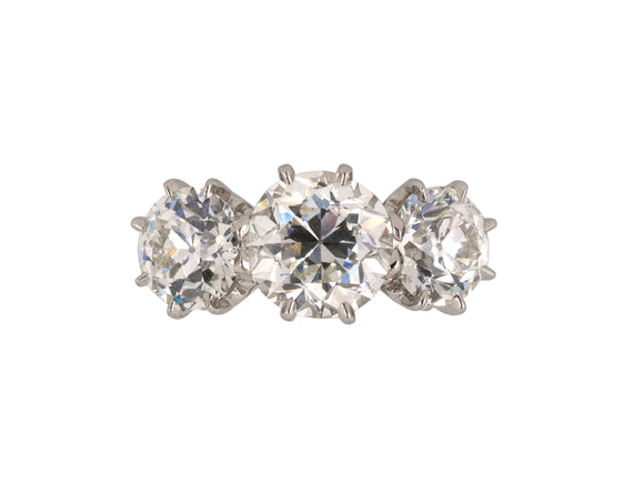 95047 - Platinum GIA Diamond Filigree 3-Stone Ring