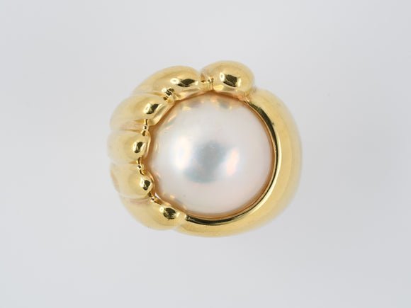 95406 - SOLD - Mabe Gold Pearl Corrugated Ring
