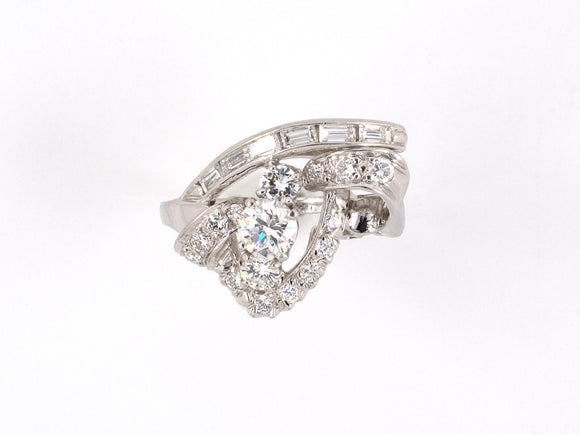 96340 - Circa1960s Platinum Diamond Swirl Cocktail Ring