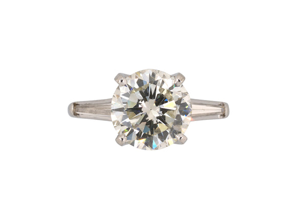 96352 - SOLD - Circa 1960 Platinum GIA Diamond Tapered Baguette Engagement Ring