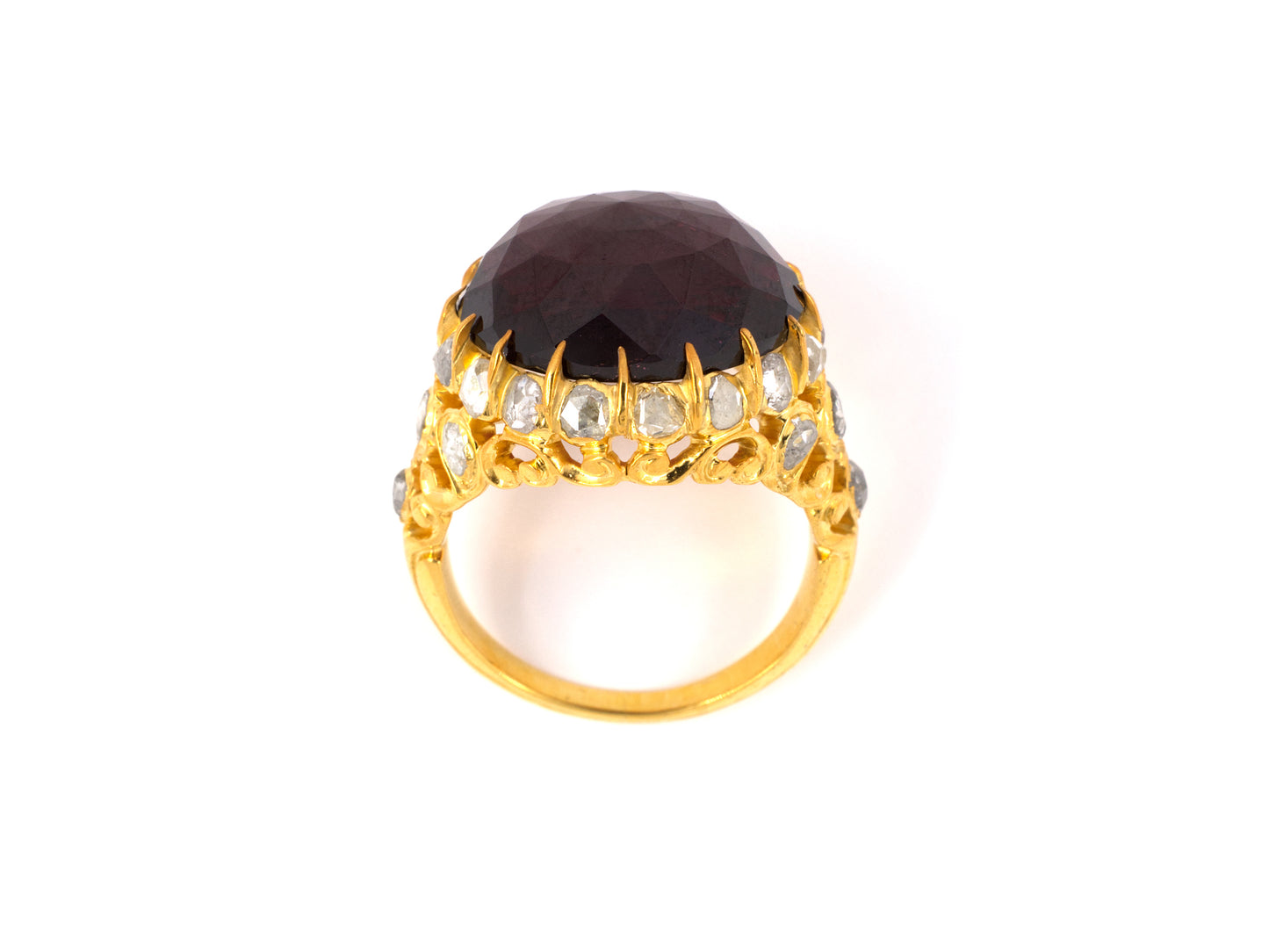 96700 - SOLD - Circa 1780 Georgian Gold Garnet Diamond Cluster Ring