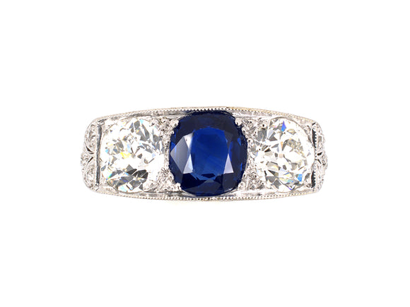 96733 - Edwardian Platinum AGL Sapphire Diamond Ring