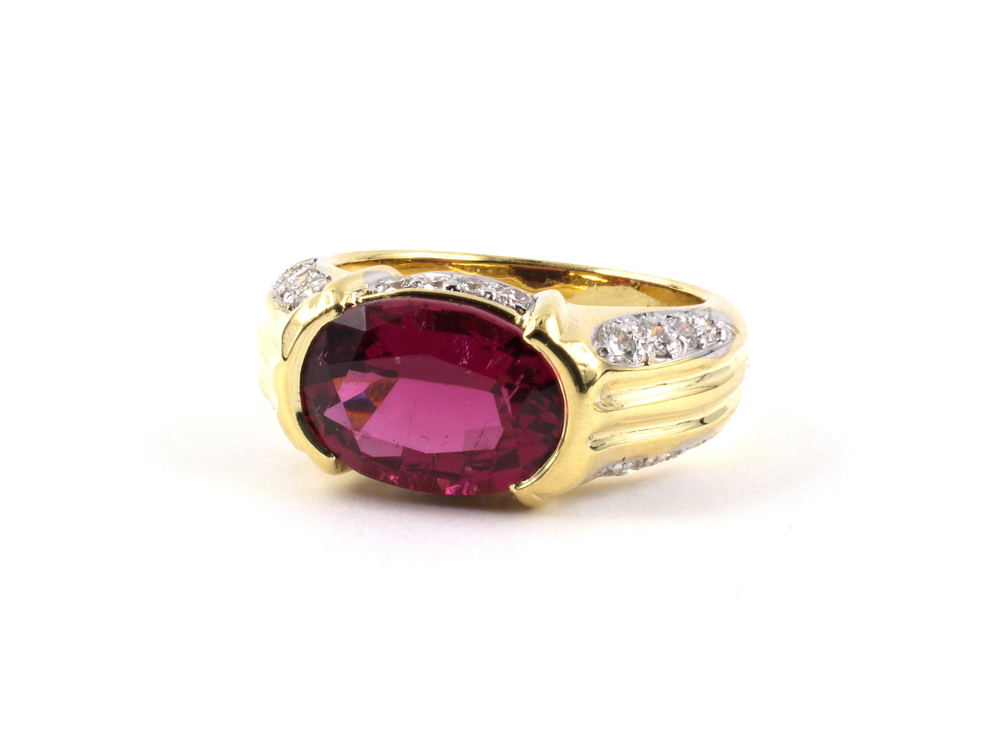97135 - SOLD - Chalson Gold Rubellite Diamond Ring