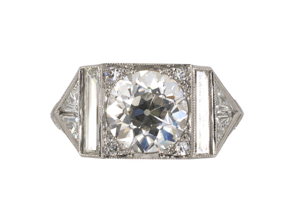 97203 - Art Deco Platinum GIA Diamond Engagement Ring