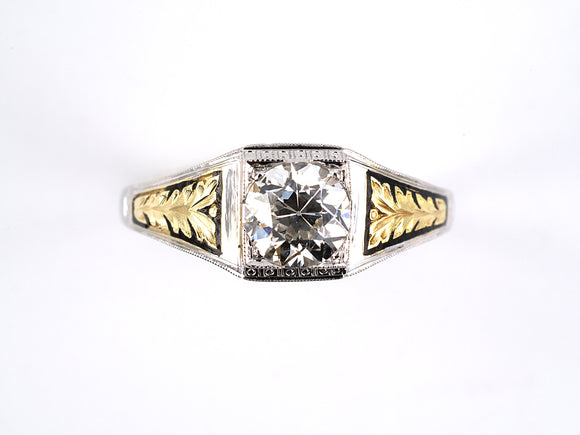 97503 - SOLD - Art Deco Gold Diamond Enamel Engagement Ring