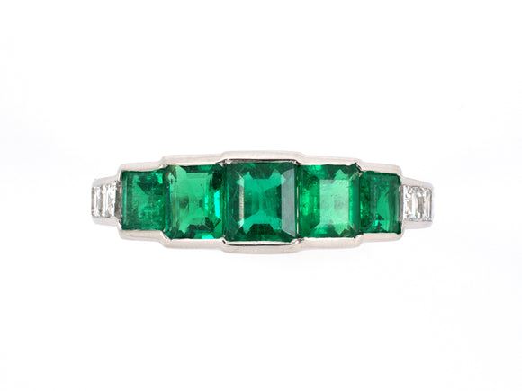 97764 - SOLD - Circa 1950 Cartier Platinum Emerald Diamond Eternity Ring