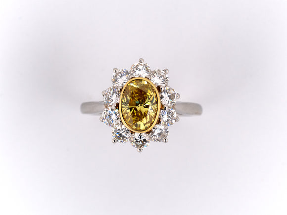98643 - Tiffany Platinum Gold GIA Diamond Cluster Ring