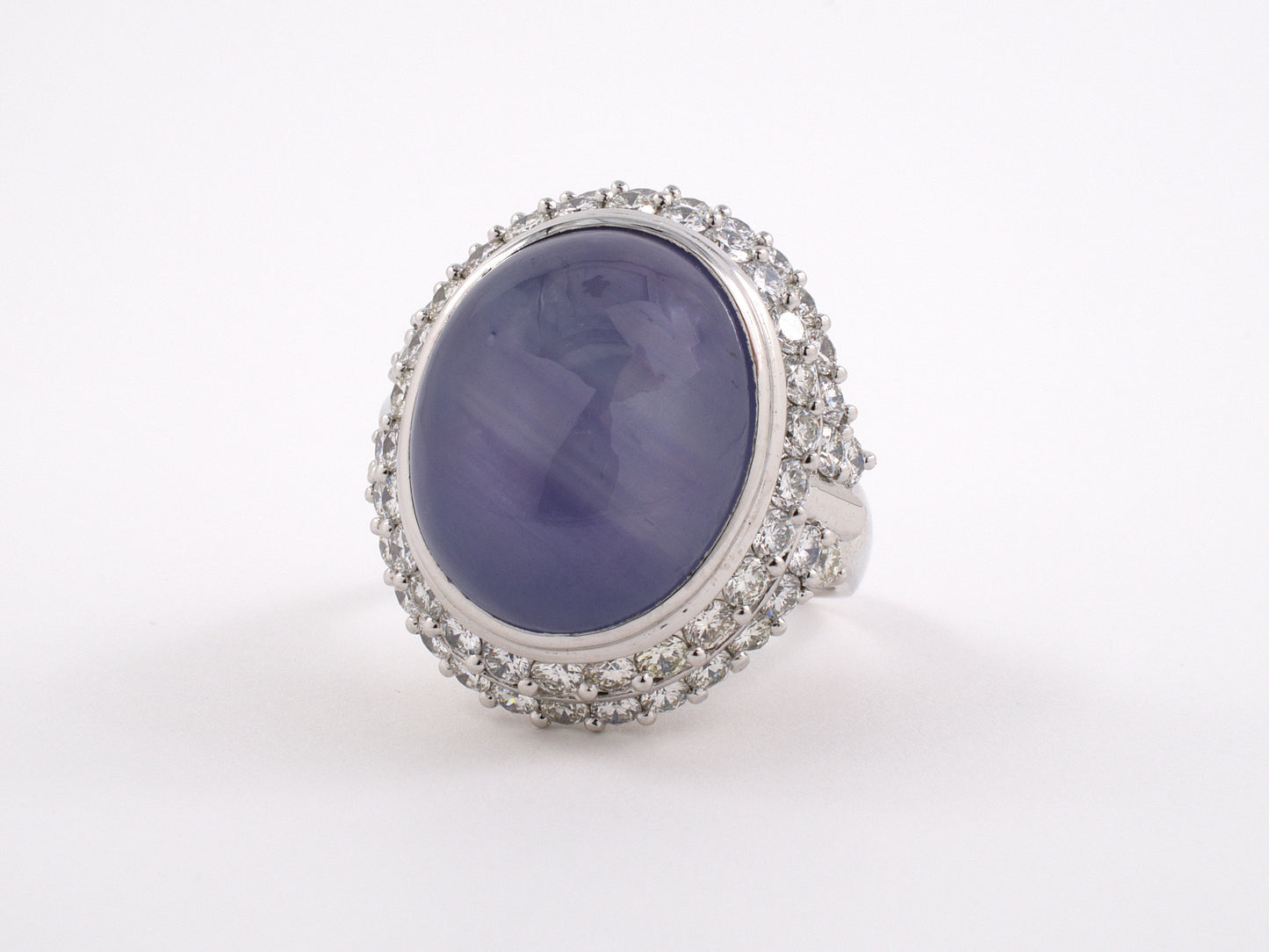 99572 - SOLD - Platinum Star Sapphire Diamond Cluster Ring