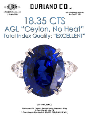 Platinum AGL Sapphire GIA Diamond Ring