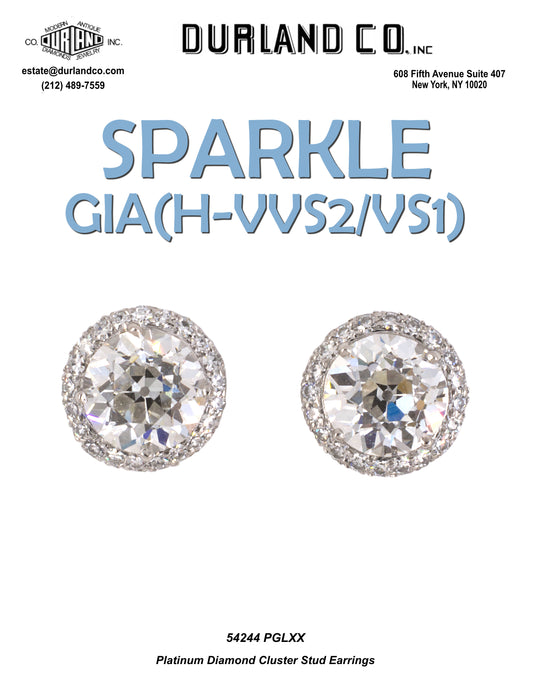 Platinum Diamond Cluster Stud Earrings