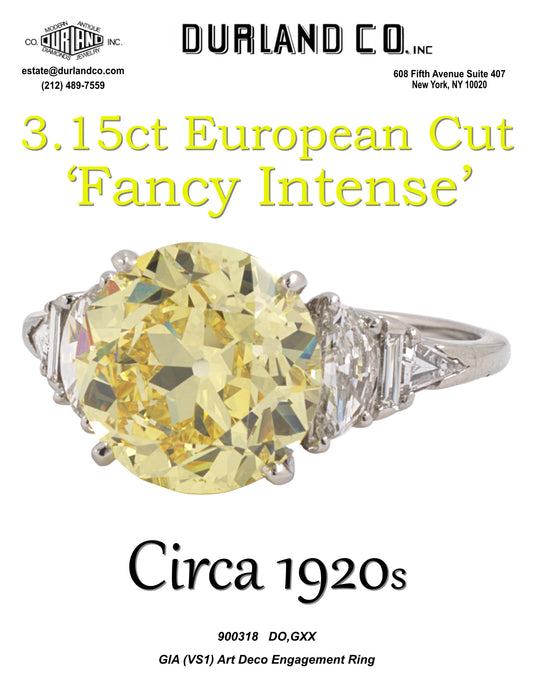 3.15ct European Cut "Fancy Intense"